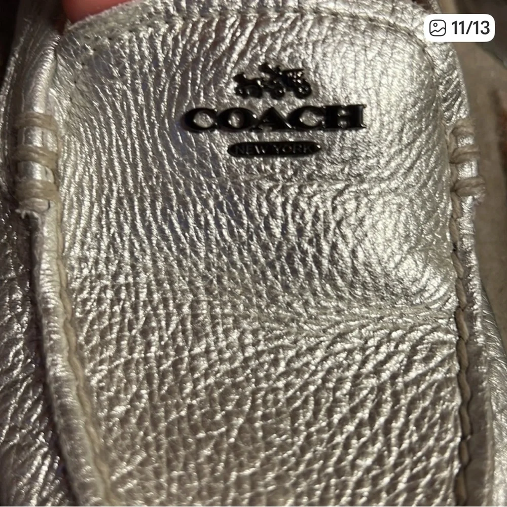 Coach Mary Lock Up Silver slip on Loafers size 8.5B - Picture 10 of 12